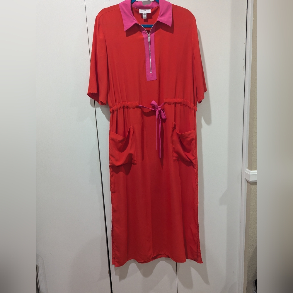 Top shop Red and Pink Zip-Up Dress